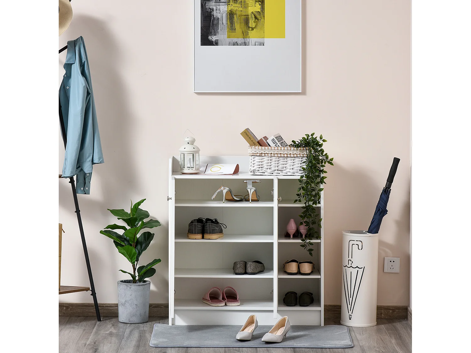 Armoire / etagere / meuble a chaussures très pratique en panneaux de particules blanc
