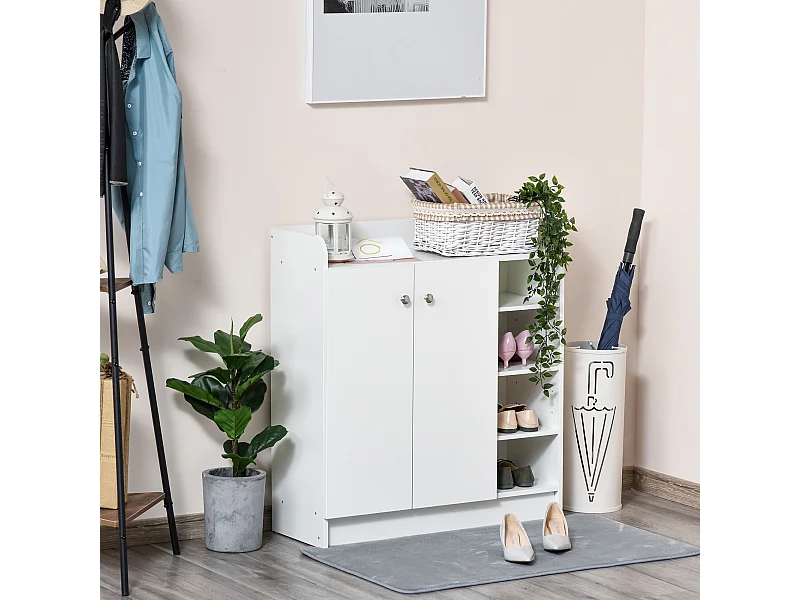 Armoire / etagere / meuble a chaussures très pratique en panneaux de particules blanc