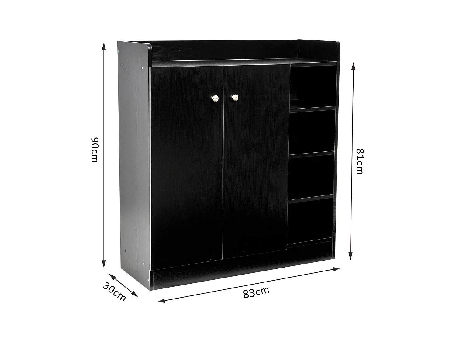 Armoire / etagere / meuble a chaussures très pratique en panneaux de particules noir