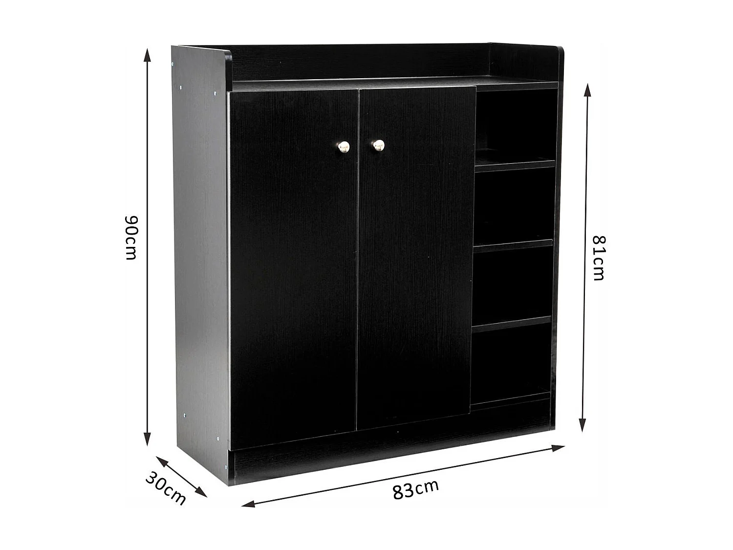 Armoire / etagere / meuble a chaussures très pratique en panneaux de particules noir