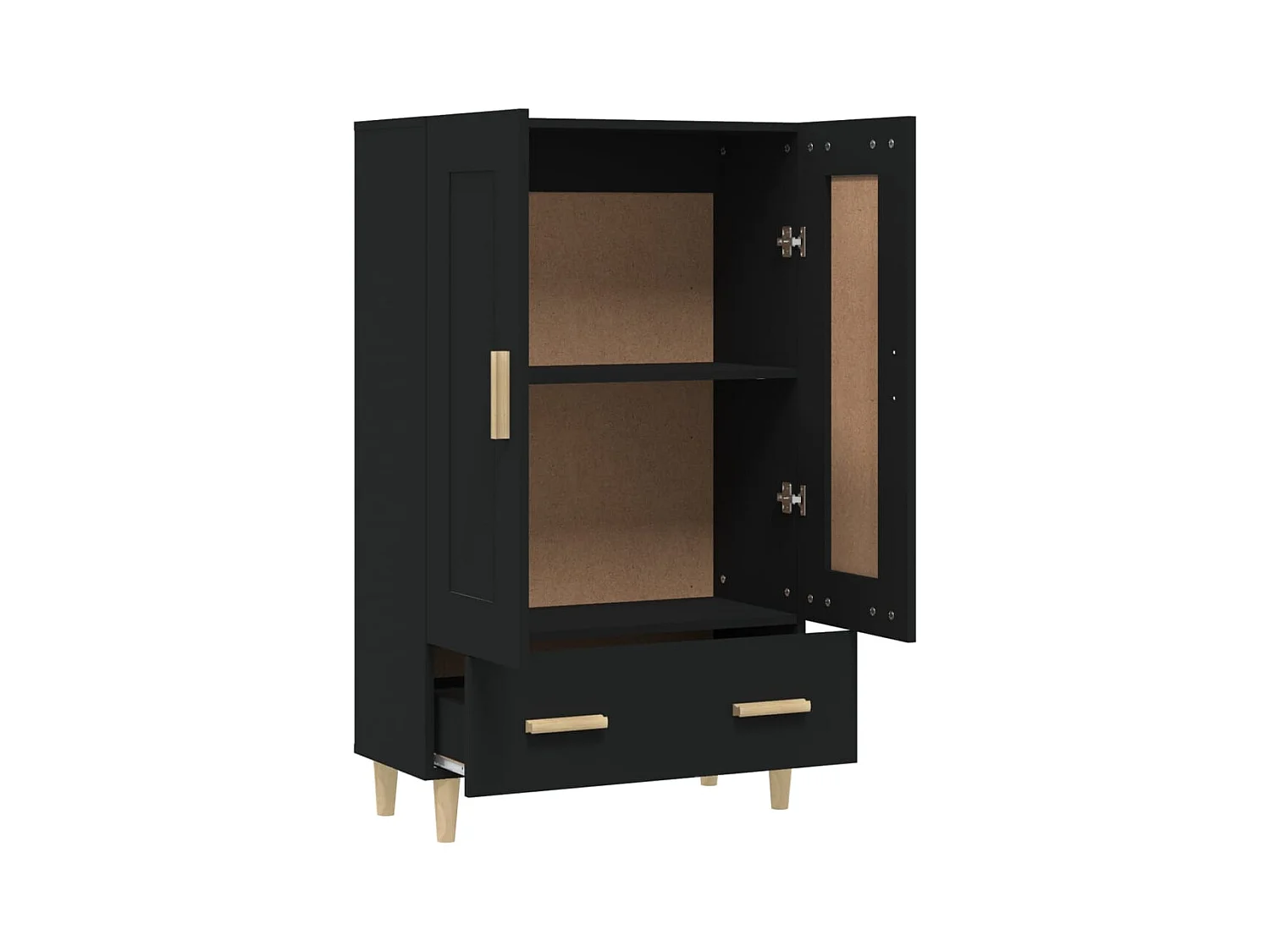 Buffet aparador cômoda armário unidade de armazenamento organizador cozinha sala sala alta 70 x 31 x 115 cm madeira trabalhada preta 02_0035121