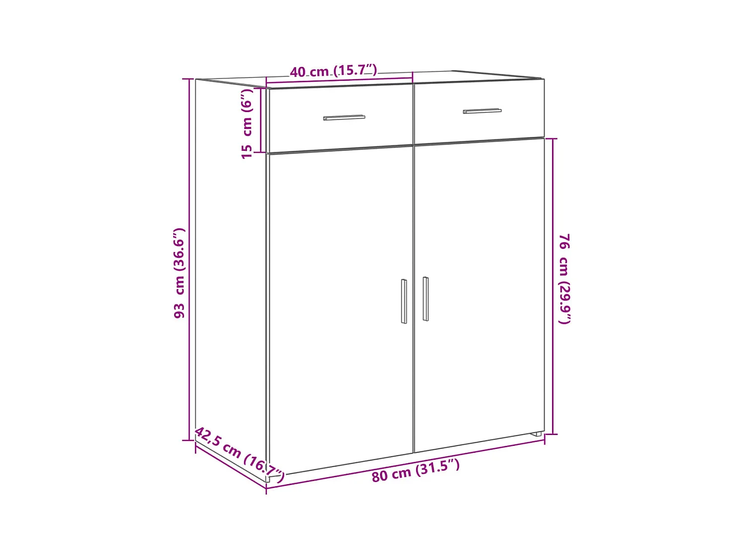 bahut commode armoire bois blanche 80 x 42.5 x 93 cm 02_0030521
