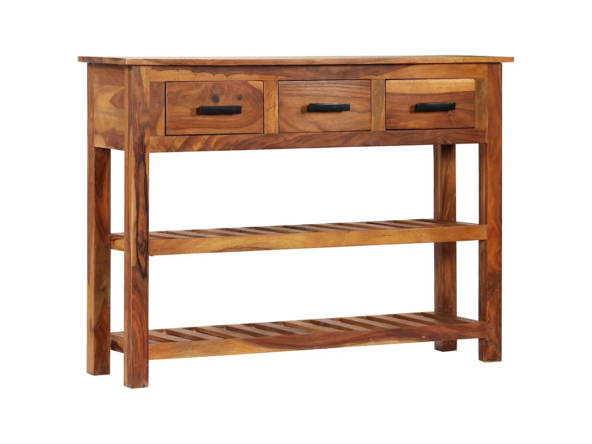 Credenza cassettiera cassettiera mobile contenitore organizer cucina soggiorno soggiorno con 3 cassetti 110 x 30 x 80 cm legno massello di acacia marrone 02_0029735