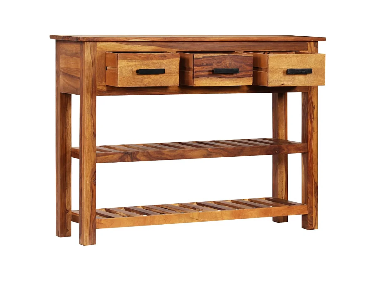 Credenza cassettiera cassettiera mobile contenitore organizer cucina soggiorno soggiorno con 3 cassetti 110 x 30 x 80 cm legno massello di acacia marrone 02_0029735