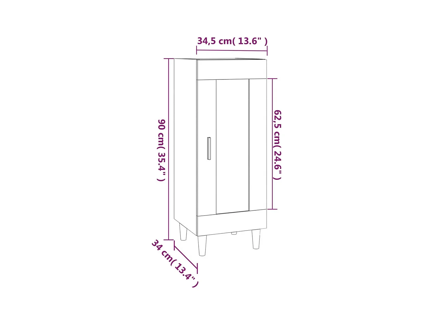 Credenza buffet cassettiera mobile contenitore organizer cucina soggiorno soggiorno 34,5 x 34 x 90 cm derivati ​​del legno marrone 02_0031221