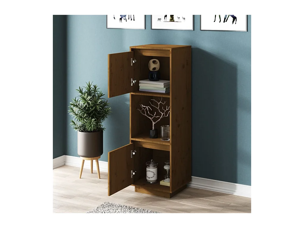 Aparador cômoda armário armário organizador cozinha sala sala alto 38 x 35 x 117 cm madeira maciça de pinho marrom 02_0034754