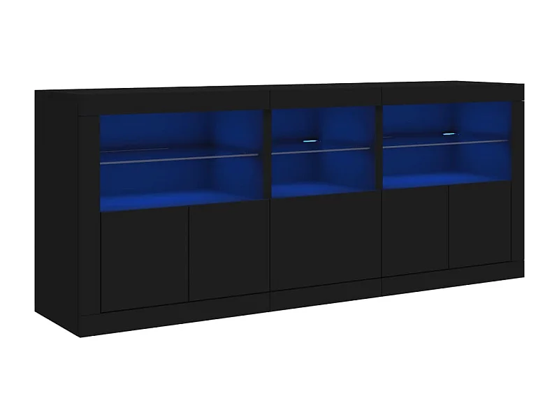 Aparador cómoda cómoda armario mueble organizador cocina salón salón con luces LED 162 x 37 x 67 cm negro 02_0030018