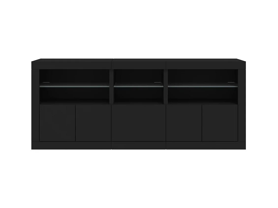 Aparador cómoda cómoda armario mueble organizador cocina salón salón con luces LED 162 x 37 x 67 cm negro 02_0030018