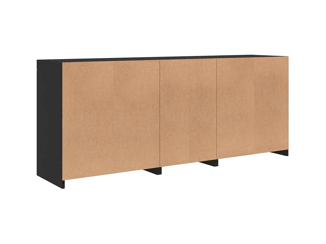 Aparador cómoda cómoda armario mueble organizador cocina salón salón con luces LED 162 x 37 x 67 cm negro 02_0030018