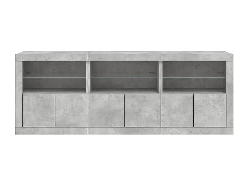 Credenza buffet cassettiera mobile contenitore organizer cucina soggiorno soggiorno con luci a LED 181,5 x 37 x 67 cm grigio 02_0029988