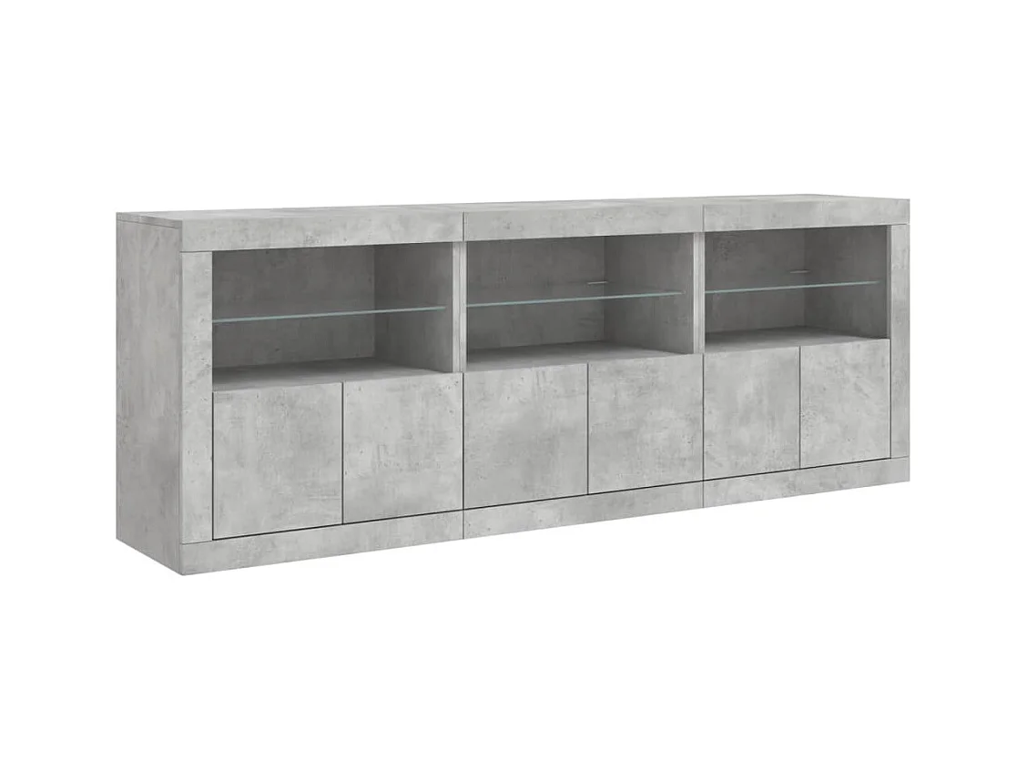 Credenza buffet cassettiera mobile contenitore organizer cucina soggiorno soggiorno con luci a LED 181,5 x 37 x 67 cm grigio 02_0029988
