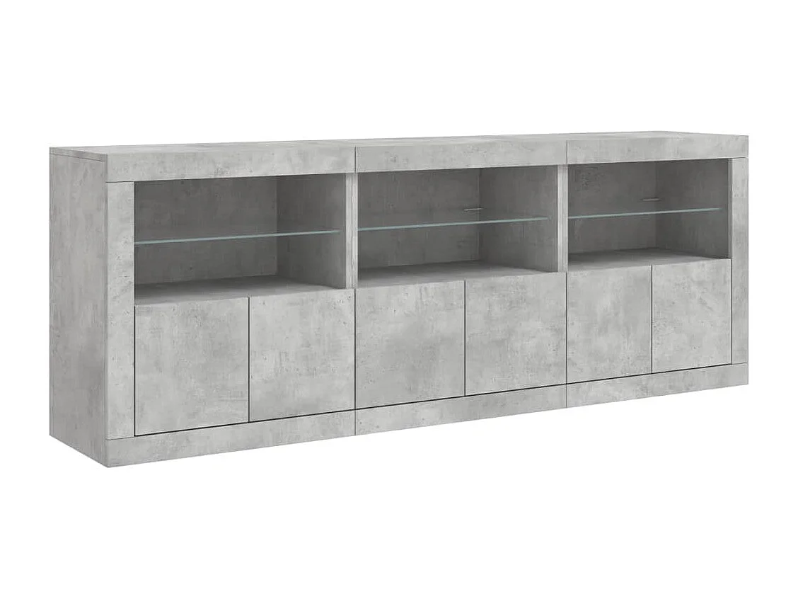 Credenza buffet cassettiera mobile contenitore organizer cucina soggiorno soggiorno con luci a LED 181,5 x 37 x 67 cm grigio 02_0029988