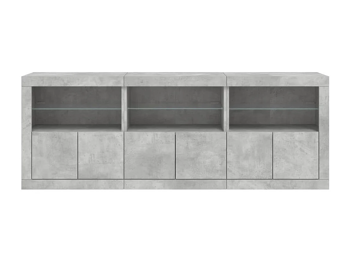 Credenza buffet cassettiera mobile contenitore organizer cucina soggiorno soggiorno con luci a LED 181,5 x 37 x 67 cm grigio 02_0029988
