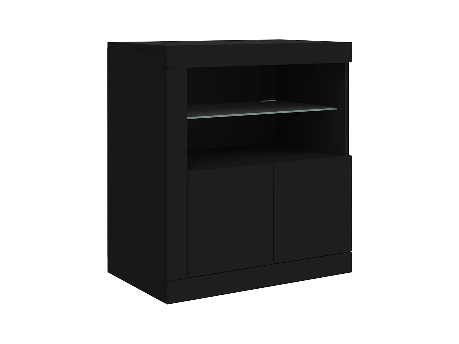 Aparador cômoda armário armário organizador cozinha sala sala com luzes LED 162 x 37 x 67 cm preto 02_0030019