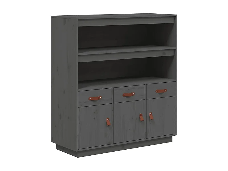 Aparador cômoda armário organizador unidade cozinha sala sala alta 100 x 40 x 108,5 cm madeira de pinho cinza maciço 02_0034222