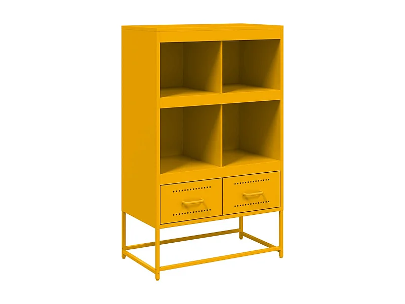 Aparador buffet cómoda armario mueble organizador cocina salón salón alto amarillo mostaza 68 x 39 x 111,5 cm acero amarillo 02_0034737