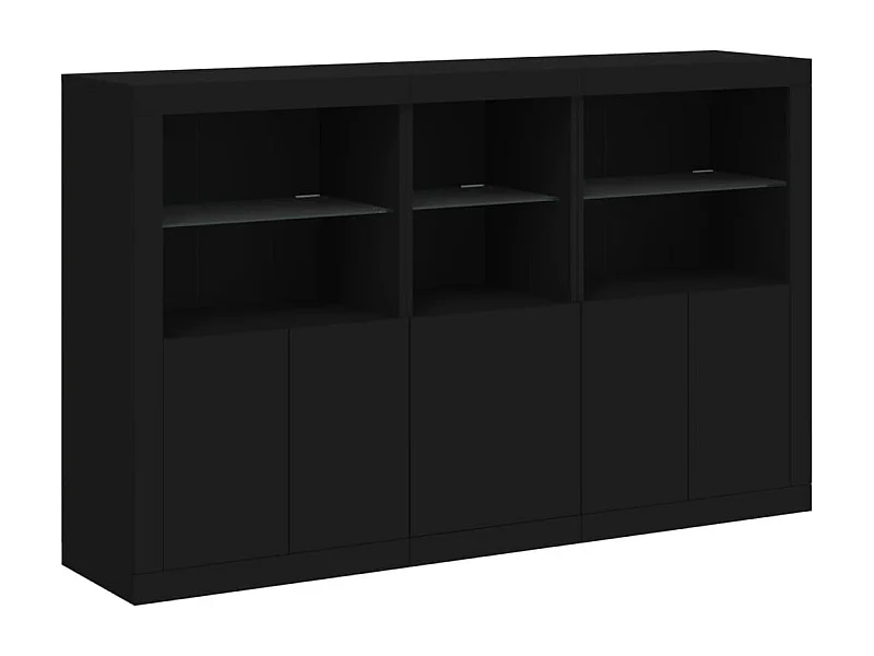 Aparador cómoda cómoda armario mueble organizador cocina salón salón con luces LED 162 x 37 x 100 cm negro 02_0030017