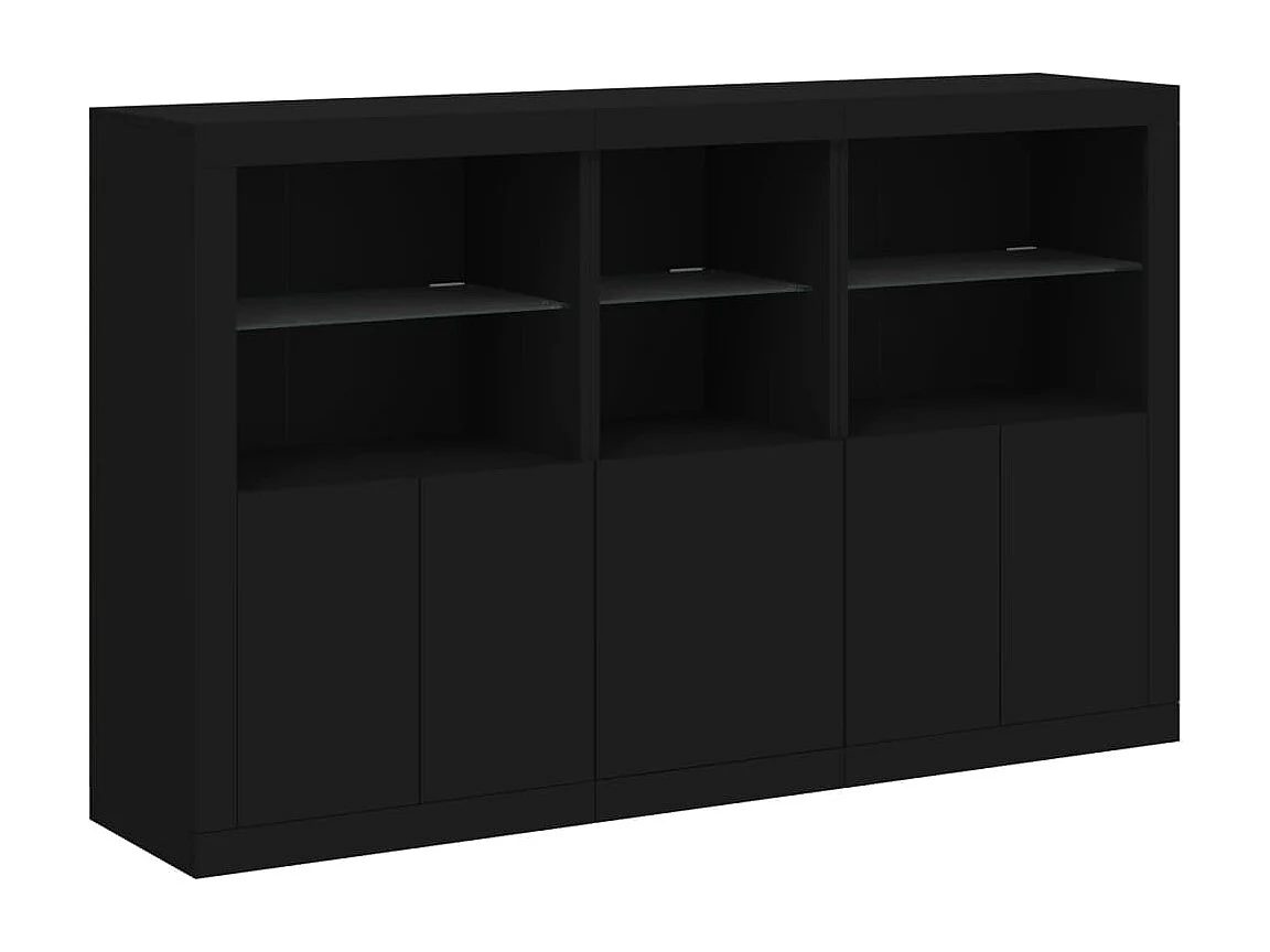 Credenza cassettiera cassettiera mobile contenitore organizer cucina soggiorno soggiorno con luci a LED 162 x 37 x 100 cm nero 02_0030017