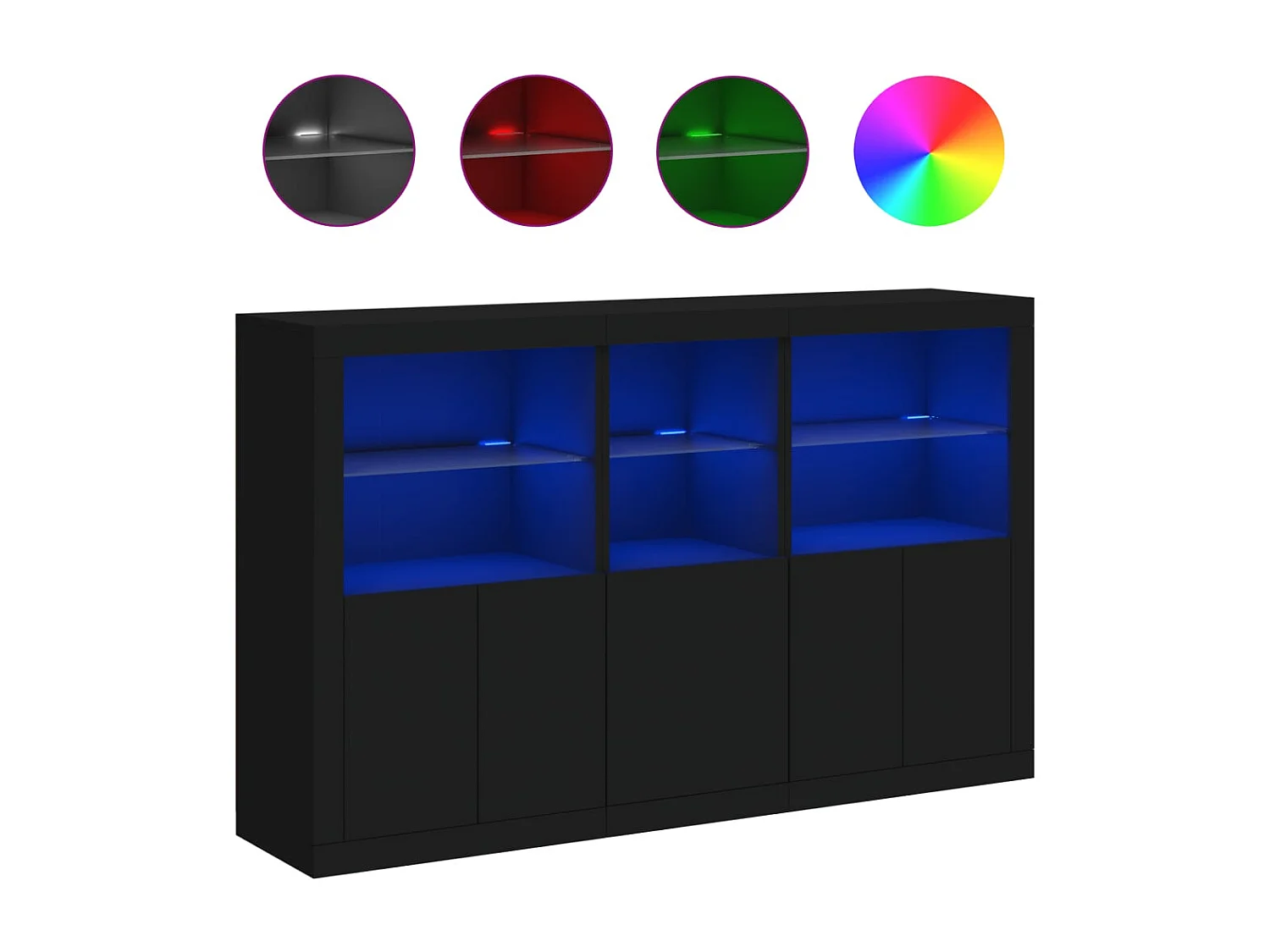 Credenza cassettiera cassettiera mobile contenitore organizer cucina soggiorno soggiorno con luci a LED 162 x 37 x 100 cm nero 02_0030017