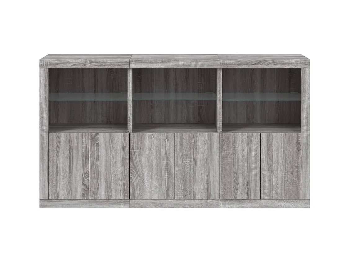 Credenza buffet cassettiera mobile contenitore organizer cucina soggiorno soggiorno con luci a LED sonoma 181,5 x 37 x 100 cm grigio 02_0030062