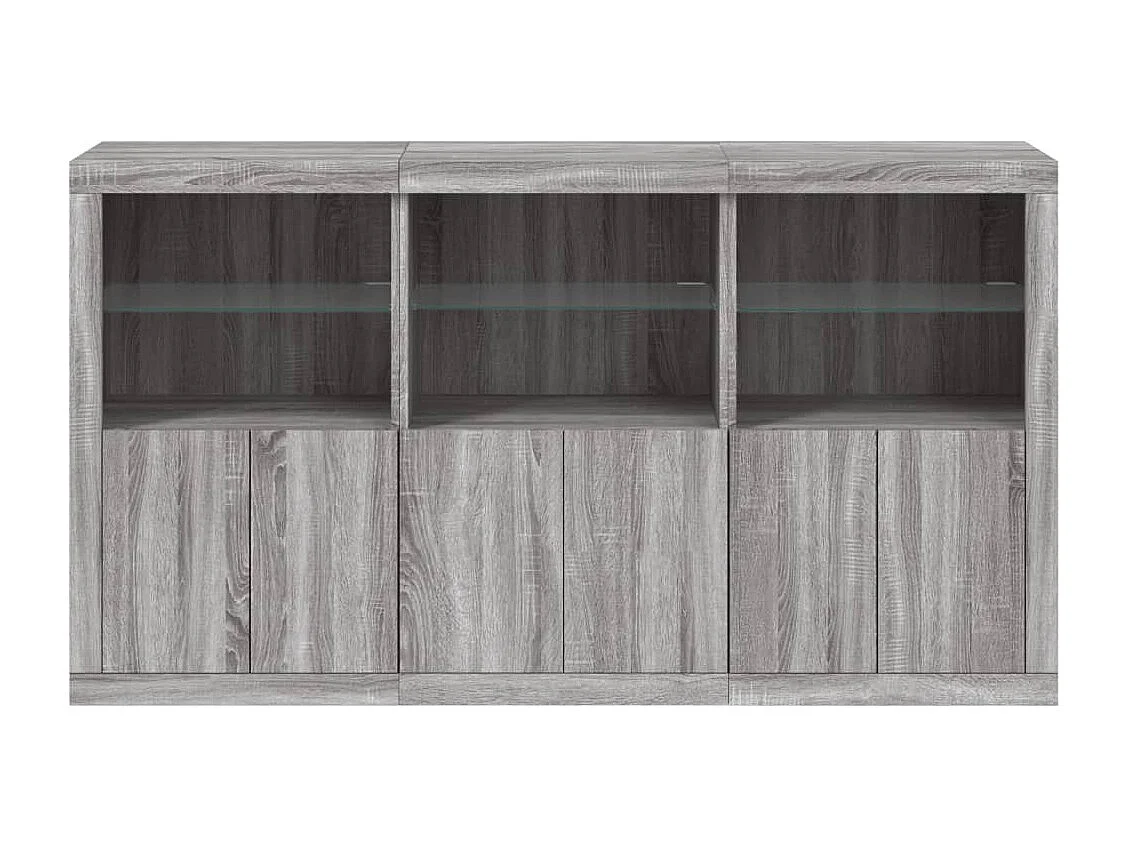 Aparador cómoda armario mueble organizador cocina salón salón con luces LED sonoma 181,5 x 37 x 100 cm gris 02_0030062