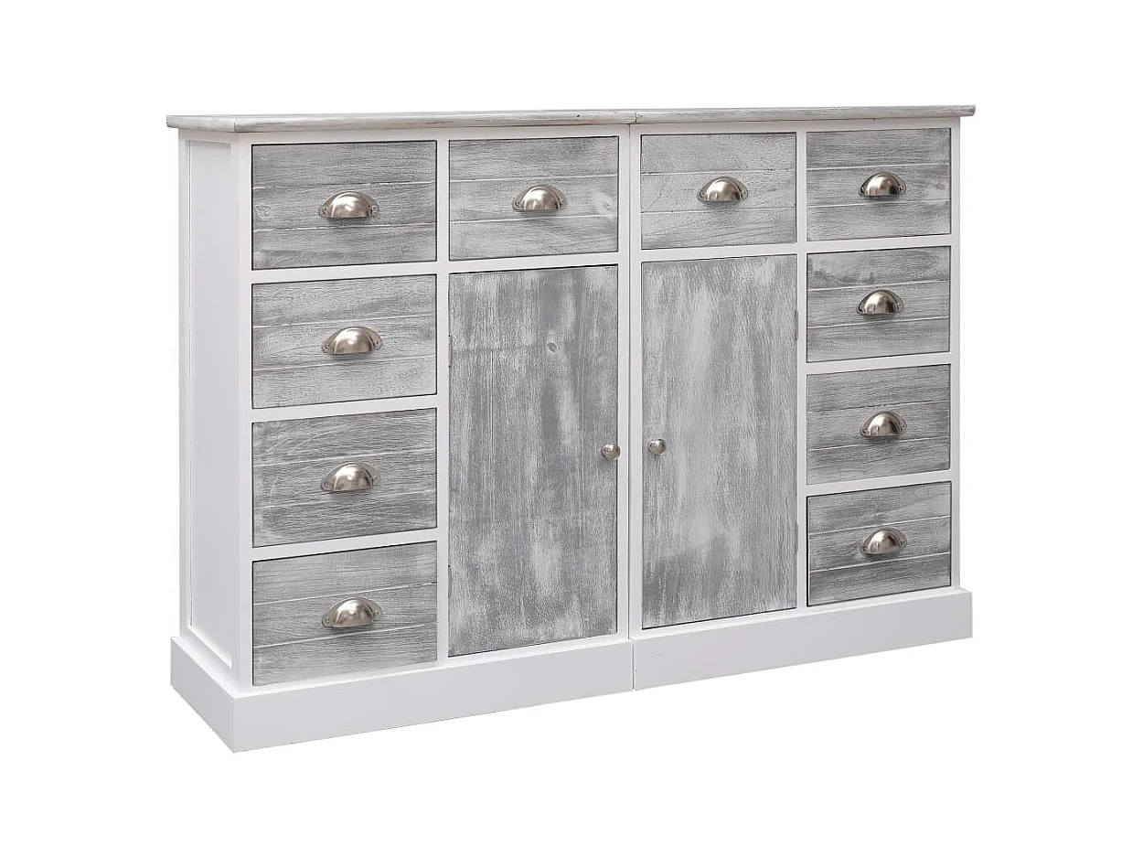 Aparador cômoda armário organizador de unidade cozinha sala sala com 10 gavetas 113 x 30 x 79 cm madeira cinza 02_0029721