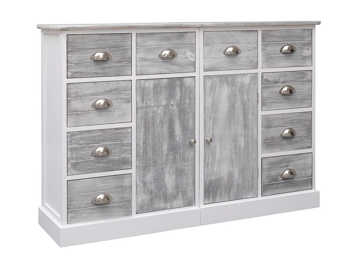 Aparador cómoda armario mueble organizador cocina salón salón con 10 cajones 113 x 30 x 79 cm madera gris 02_0029721