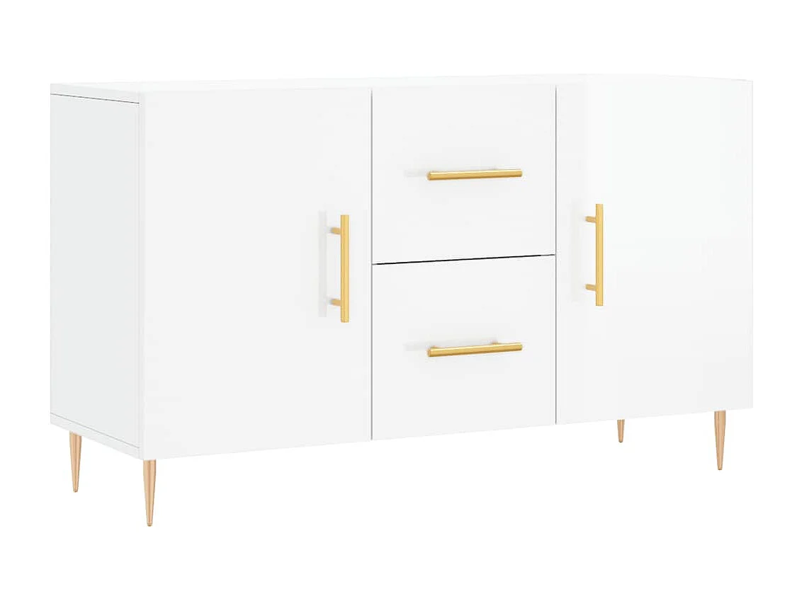 Aparador cómoda cómoda armario mueble organizador cocina salón brillante 100 x 36 x 60 cm madera contrachapada blanco 02_0030553