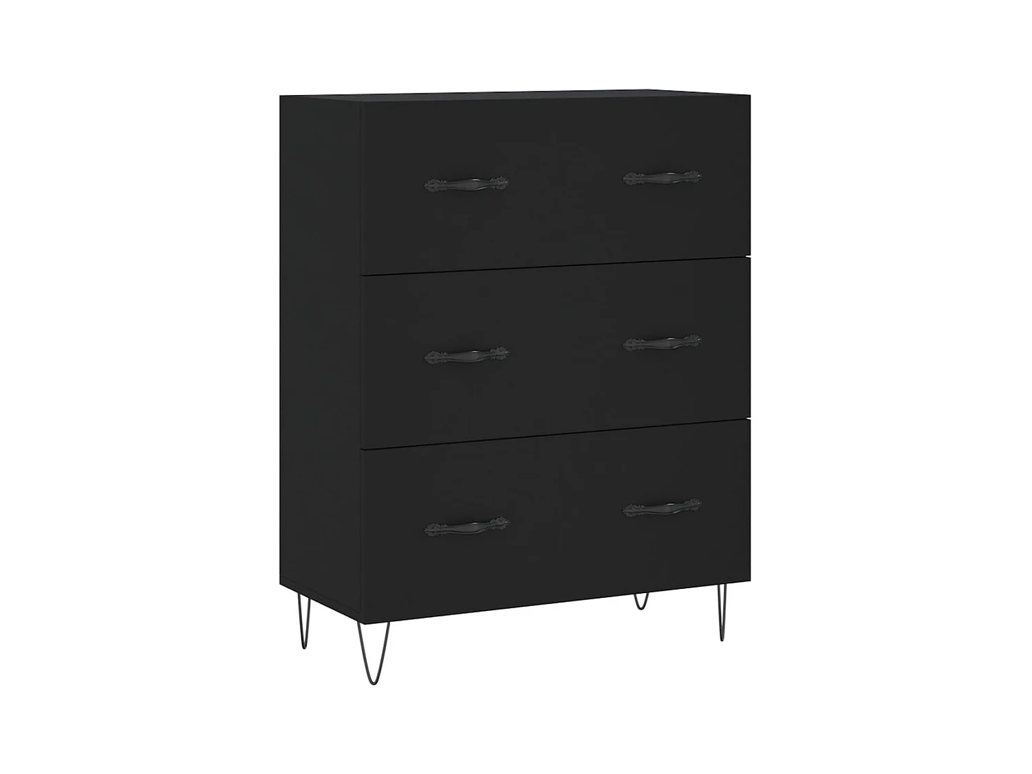 Aparador buffet cómoda armario mueble organizador cocina salón salón 69,5 x 34 x 90 cm madera contrachapada negra 02_0036039