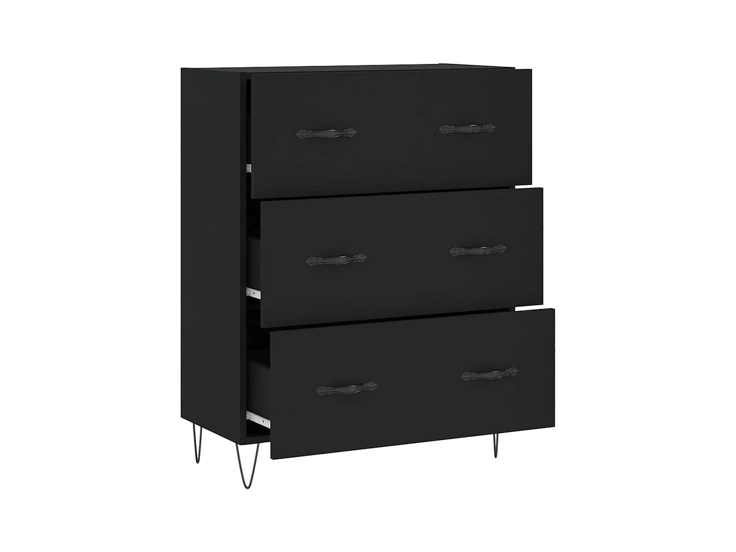 Aparador buffet cómoda armario mueble organizador cocina salón salón 69,5 x 34 x 90 cm madera contrachapada negra 02_0036039