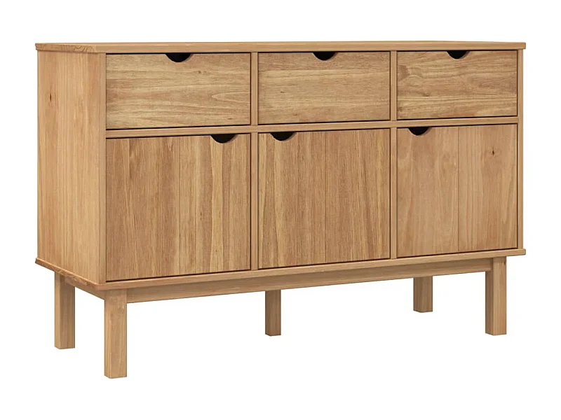 Aparador buffet cómoda mueble almacenaje organizador cocina salón salón 114 x 43 x 73,5 cm madera maciza de pino marrón 02_0036183