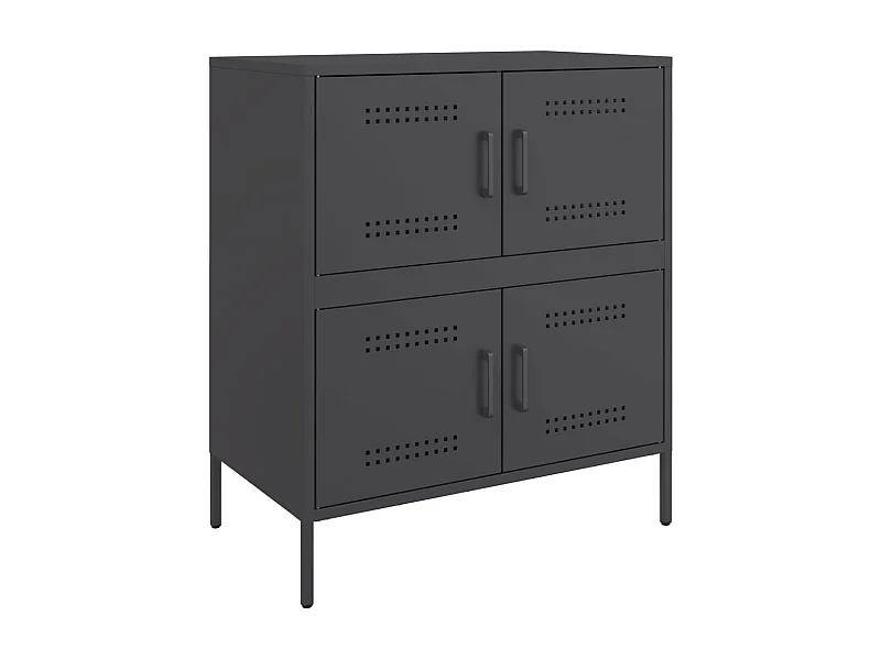 Buffet aparador cômoda armário unidade de armazenamento organizador cozinha sala de estar 68 x 39 x 79 cm aço preto 02_0036021