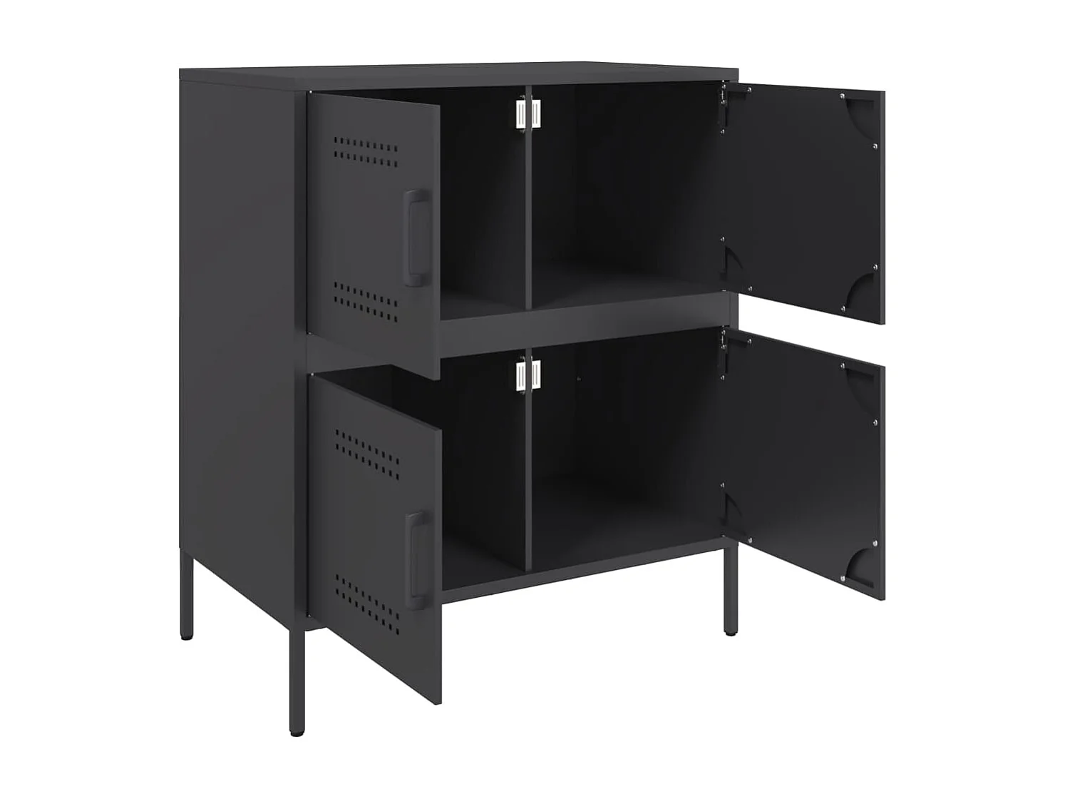 Credenza buffet cassettiera mobile contenitore organizer cucina soggiorno soggiorno 68 x 39 x 79 cm acciaio nero 02_0036021