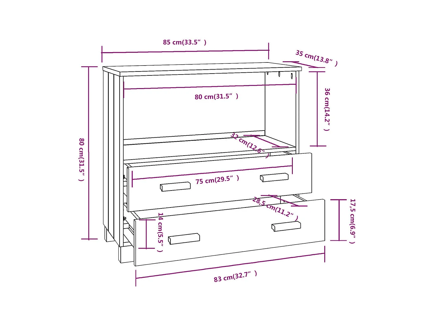 bahut commode armoire bois marron 85 x 35 x 80 cm 02_0032180