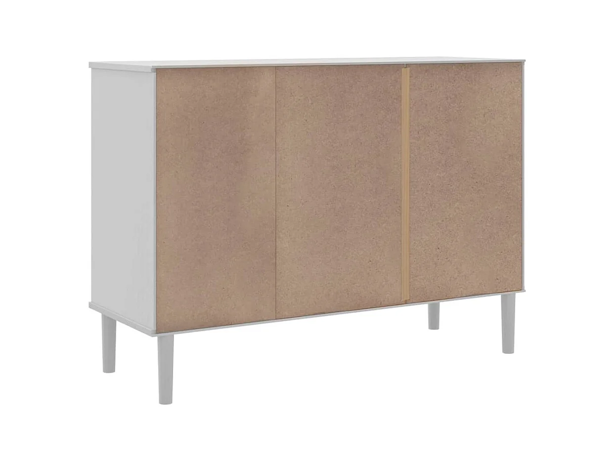 Credenza buffet cassettiera mobile contenitore organizer cucina soggiorno soggiorno effetto rattan 112 x 40 x 80 cm legno massiccio di pino bianco 02_0036222