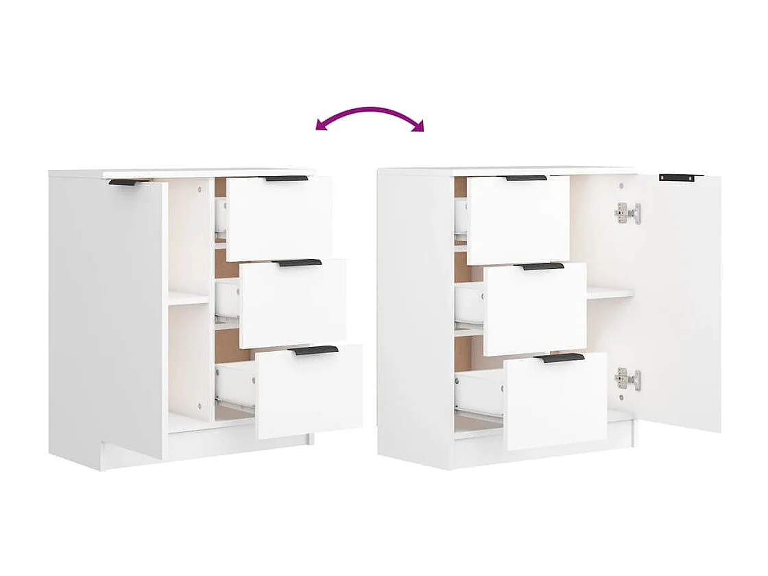 Aparador cómoda cómoda mueble mueble de almacenaje organizador cocina salón salón 60 x 30 x 70 cm madera contrachapada blanco 02_0030328