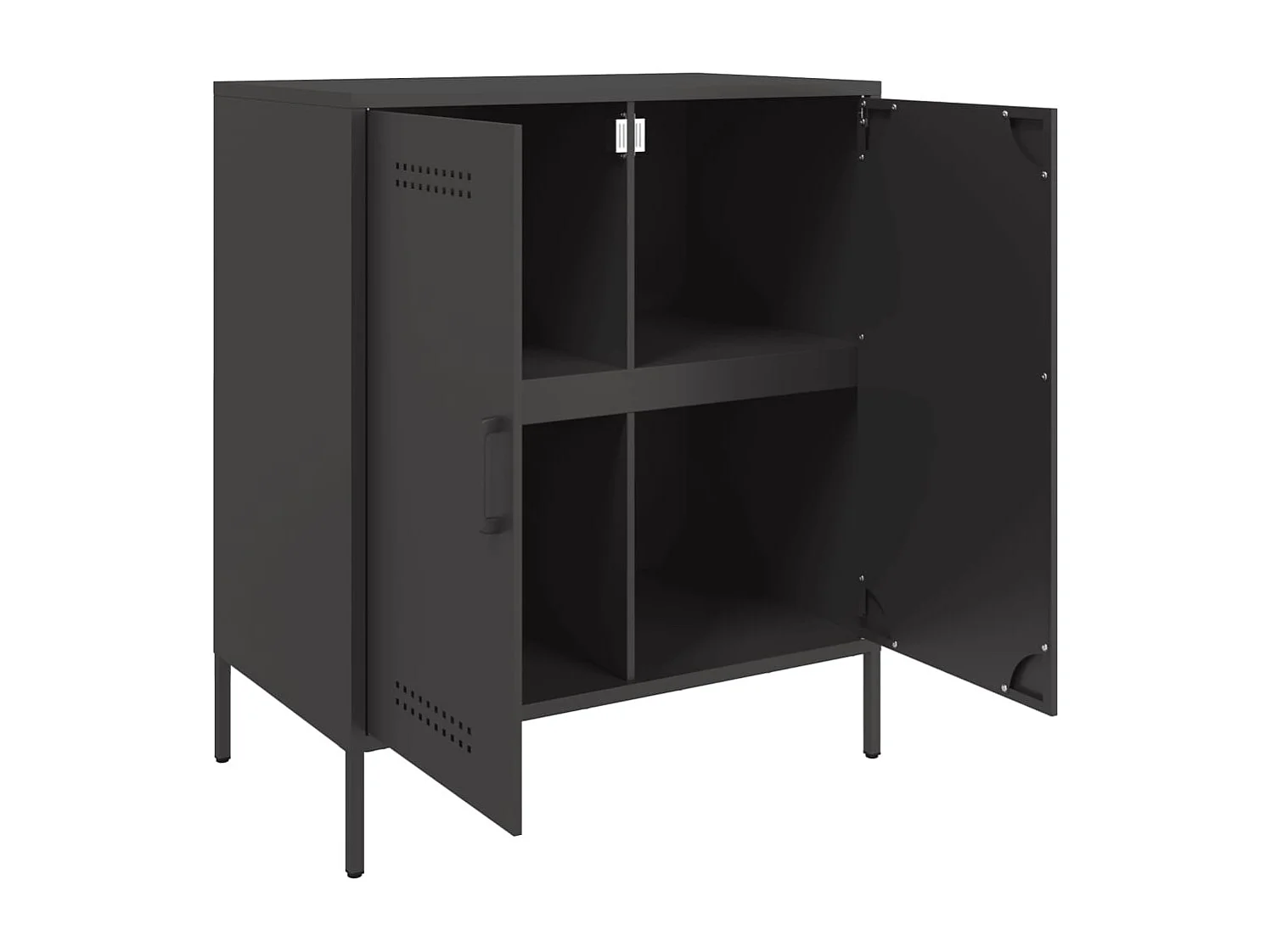 Credenza buffet cassettiera mobile contenitore organizer cucina soggiorno soggiorno 68 x 39 x 79 cm acciaio nero 02_0036020