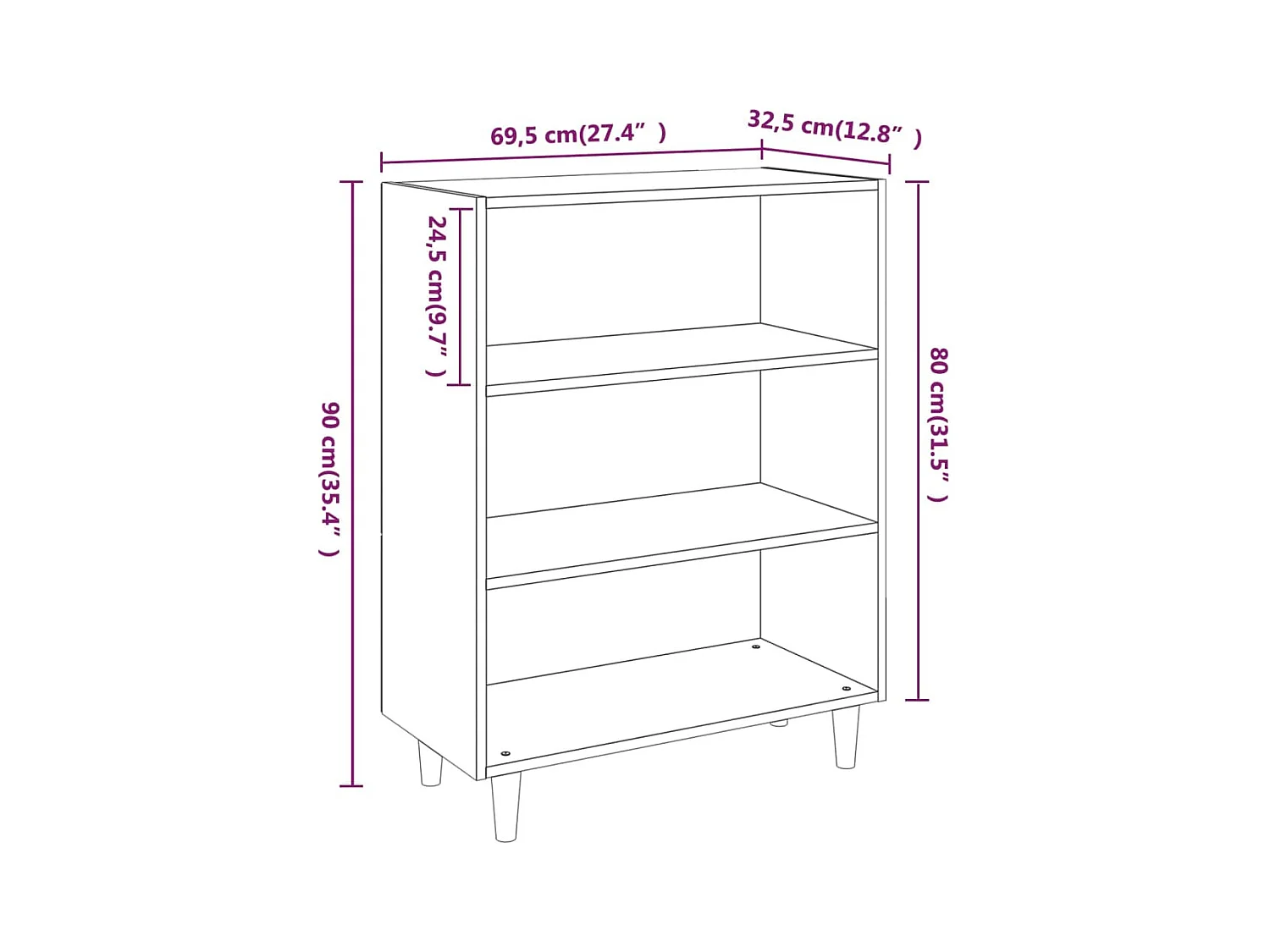 Aparador buffet cómoda armario unidad de almacenamiento organizador cocina salón salonsonoma 69,5 x 32,5 x 90 cm madera contrachapada gris 02_0036427