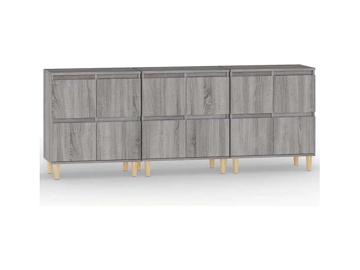 Credenza buffet cassettiera mobile contenitore organizer cucina soggiorno soggiorni 3 pezzi sonoma 60 x 35 x 70 cm pannelli compositi grigio 02_0037170