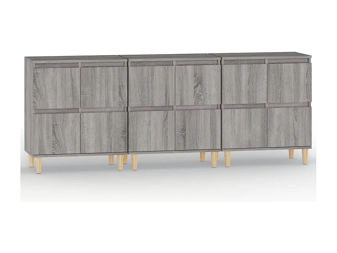 Credenza buffet cassettiera mobile contenitore organizer cucina soggiorno soggiorni 3 pezzi sonoma 60 x 35 x 70 cm pannelli compositi grigio 02_0037170