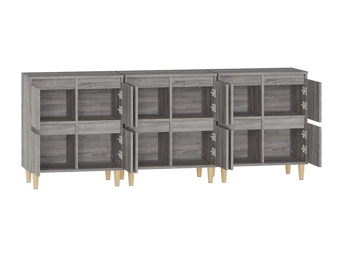 Credenza buffet cassettiera mobile contenitore organizer cucina soggiorno soggiorni 3 pezzi sonoma 60 x 35 x 70 cm pannelli compositi grigio 02_0037170