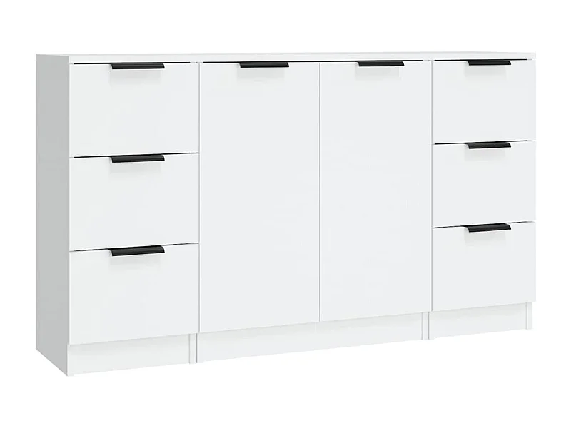 Credenza buffet cassettiera mobile contenitore organizer cucina soggiorno soggiorni 3 pz derivati ​​del legno bianco 02_0036996