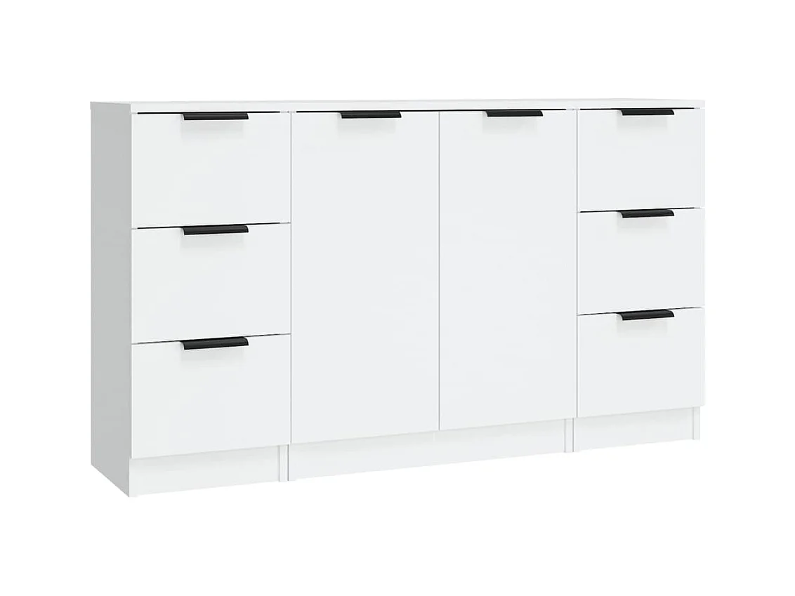 Credenza buffet cassettiera mobile contenitore organizer cucina soggiorno soggiorni 3 pz derivati ​​del legno bianco 02_0036996