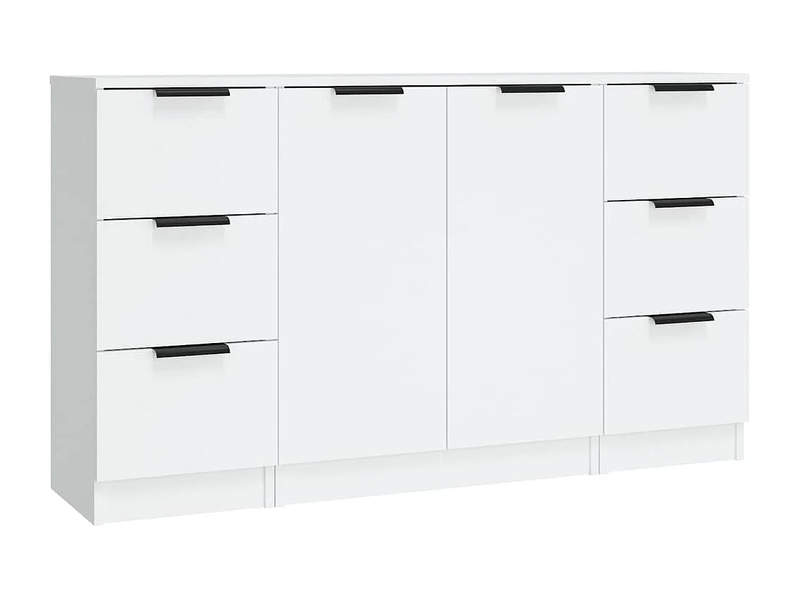 Credenza buffet cassettiera mobile contenitore organizer cucina soggiorno soggiorni 3 pz derivati ​​del legno bianco 02_0036996