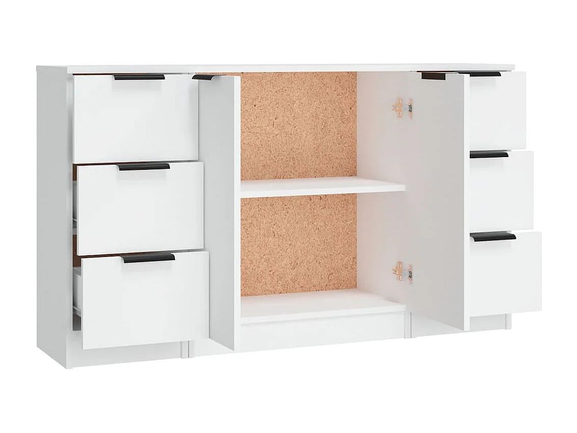 Credenza buffet cassettiera mobile contenitore organizer cucina soggiorno soggiorni 3 pz derivati ​​del legno bianco 02_0036996