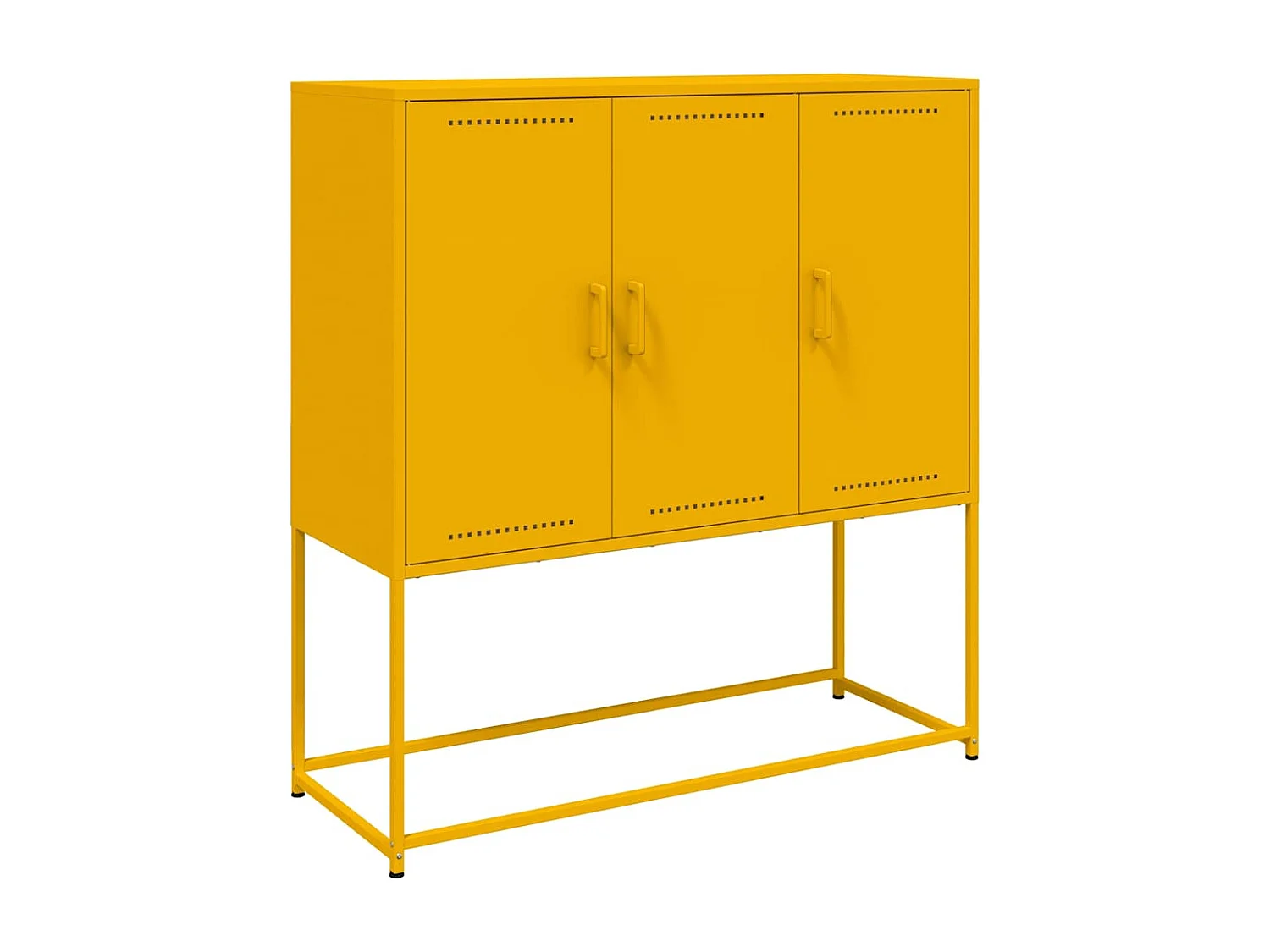 Buffet aparador cômoda armário unidade de armazenamento organizador cozinha sala sala alta mostarda amarelo 100,5 x 39 x 107 cm aço amarelo 02_0034730