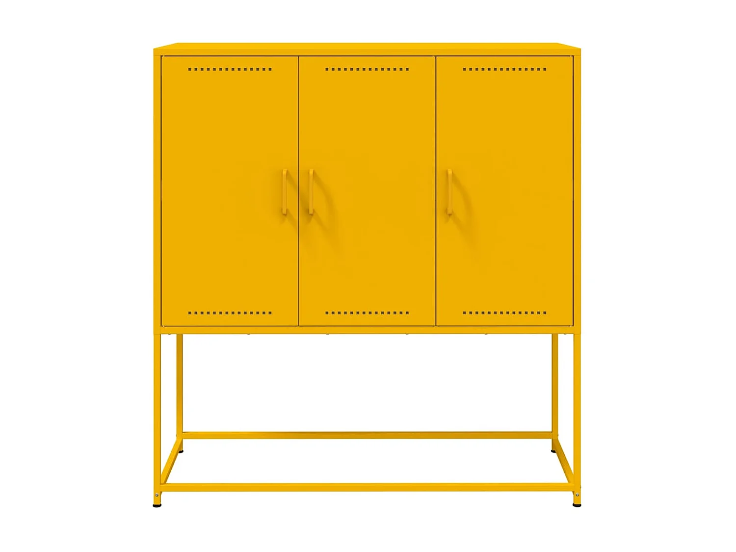 Buffet aparador cômoda armário unidade de armazenamento organizador cozinha sala sala alta mostarda amarelo 100,5 x 39 x 107 cm aço amarelo 02_0034730