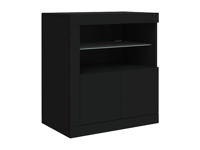 Buffet aparador cômoda armário organizador unidade cozinha sala sala com luzes LED 60,5 x 37 x 67 cm preto 02_0030042