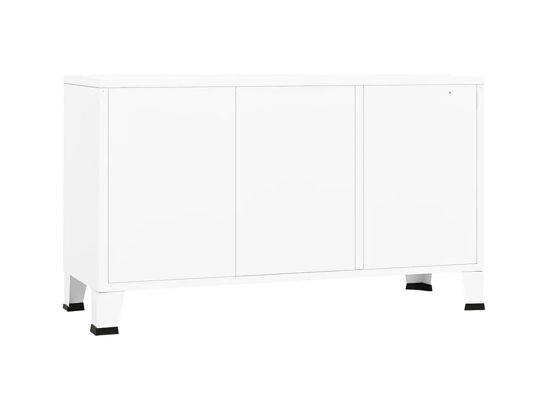 Credenza buffet cassettiera mobile contenitore organizer cucina soggiorno salotto industriale 105 x 35 x 62 cm metallo e vetro bianco 02_0035679