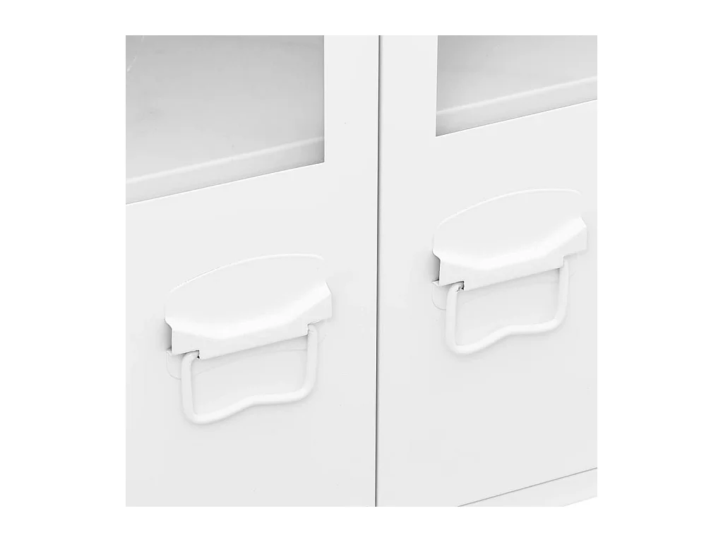 Credenza buffet cassettiera mobile contenitore organizer cucina soggiorno salotto industriale 105 x 35 x 62 cm metallo e vetro bianco 02_0035679